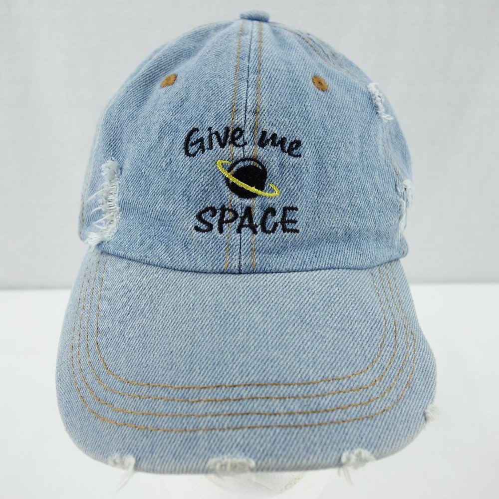 Give Me Space‎ Embroidered Denim Distressed Baseball Hat Cap Adjustable